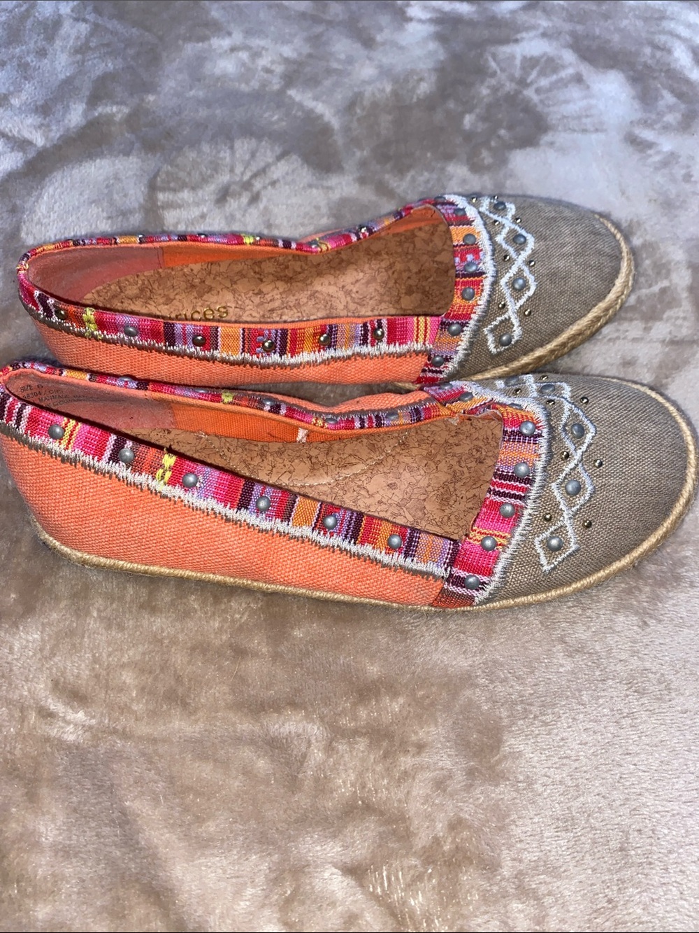 Maurices boho Canvas Slip-On Flats with Embroidered Toe Detail